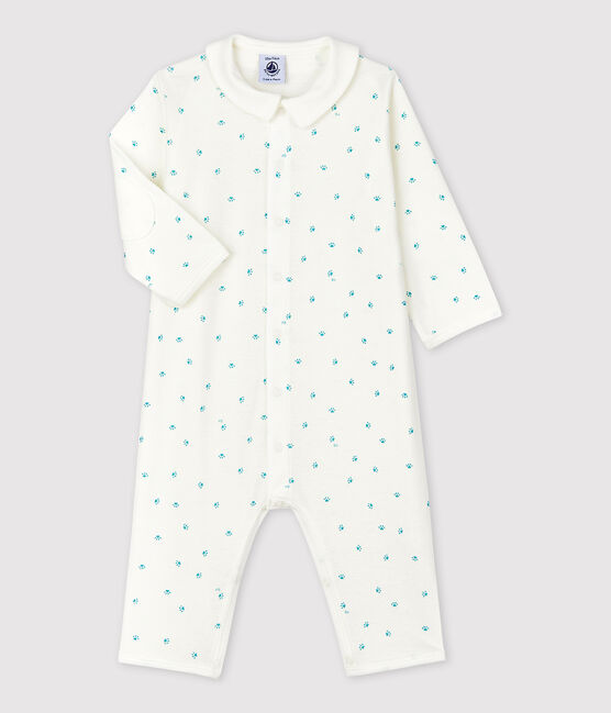 Fußloser Baby-Strampler aus Baumwolle mit Babyfüßchen-Motiv weiss MARSHMALLOW/weiss MISTIGRI