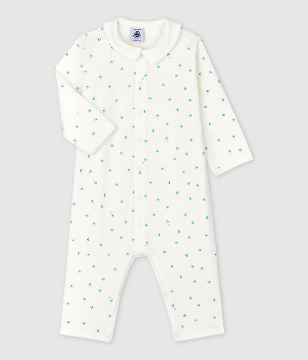 Fu&szlig;loser Baby-Strampler aus Baumwolle mit Babyf&uuml;&szlig;chen-Motiv weiss/grau