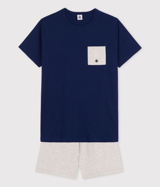 Kinder-Kurzpyjama aus Bio-Baumwolle für Jungen blau MEDIEVAL/grau BELUGA