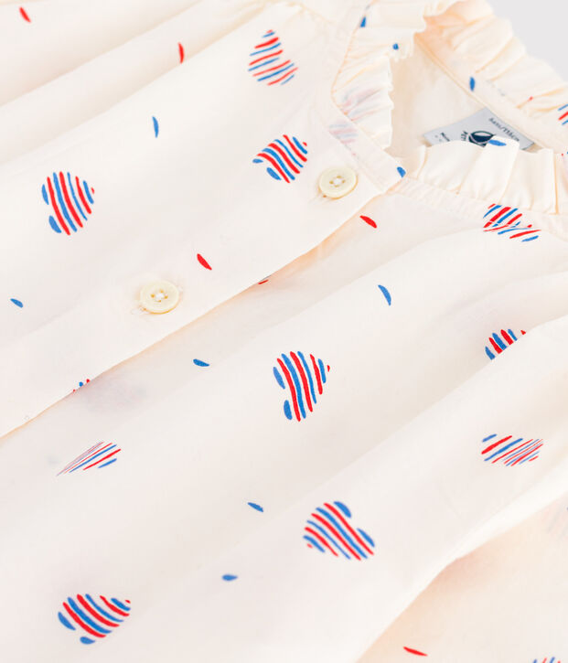 Lang&auml;rmelige Kinder-Bluse mit Herzmotiv naturfarben/vielfarbig
