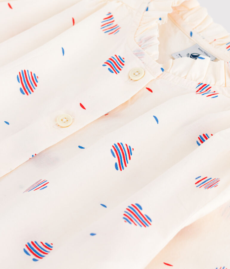 Lang&auml;rmelige Kinder-Bluse mit Herzmotiv naturfarben/vielfarbig