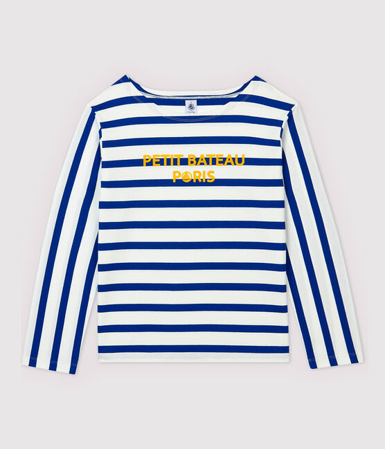Leichtes Marineshirt für Damen weiss MARSHMALLOW/blau SURF