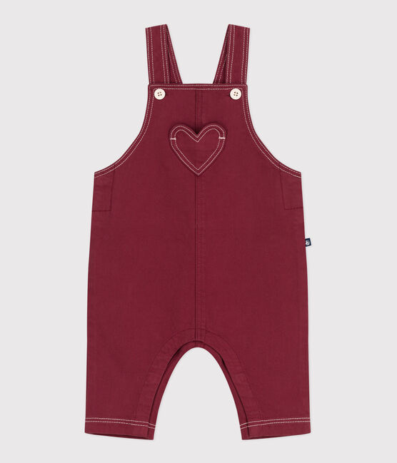 Langbeinige Baby-Latzhose aus farbigem Denim AMARANTE