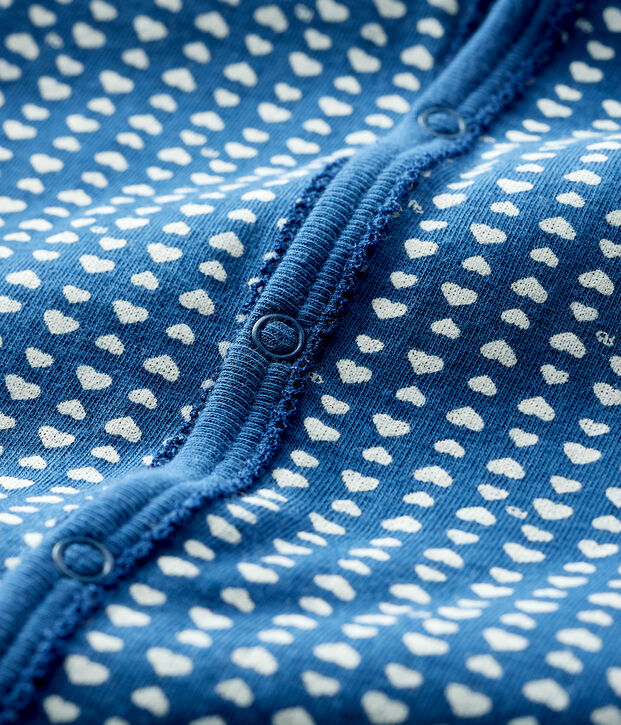 Blauer Baby-Strampler aus Doppeljersey f&uuml;r M&auml;dchen blau/weiss