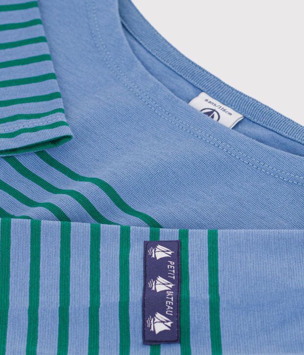 Kinder-Streifenshirt Marini&egrave;re aus Baumwolle blau/gr&uuml;n