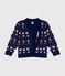 Kinder-Cardigan aus Woll- und Baumwoll-Jacquard für Jungen blau MEDIEVAL/weiss MULTICO