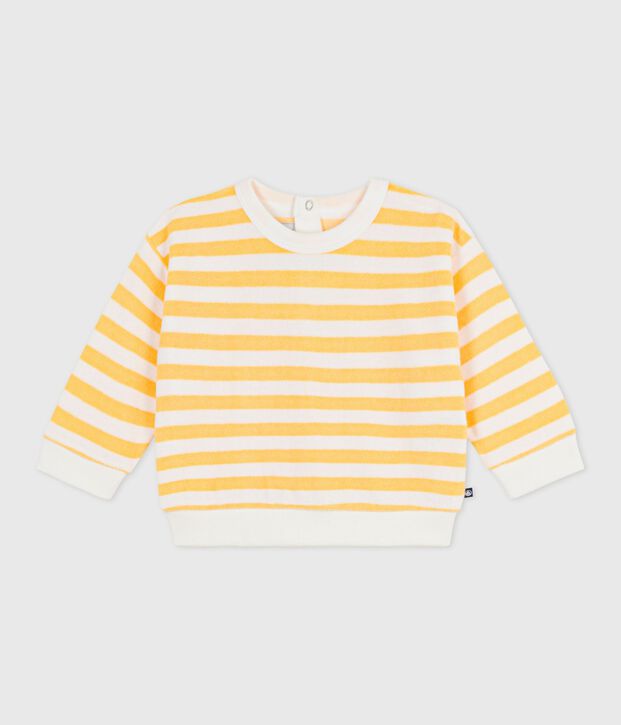 Baby-Sweatshirt aus Baumwolle mit Streifen gelb/weiss