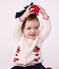 Baby-Cardigan aus Woll- und Baumwollstrick mit Jacquardmuster weiss/rot