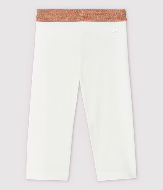 Kurze Kinder-Leggings aus Jersey mit Lycra für Mädchen weiss MARSHMALLOW