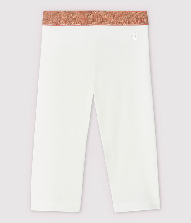 Kurze Kinder-Leggings aus Jersey mit Lycra f&uuml;r M&auml;dchen weiss