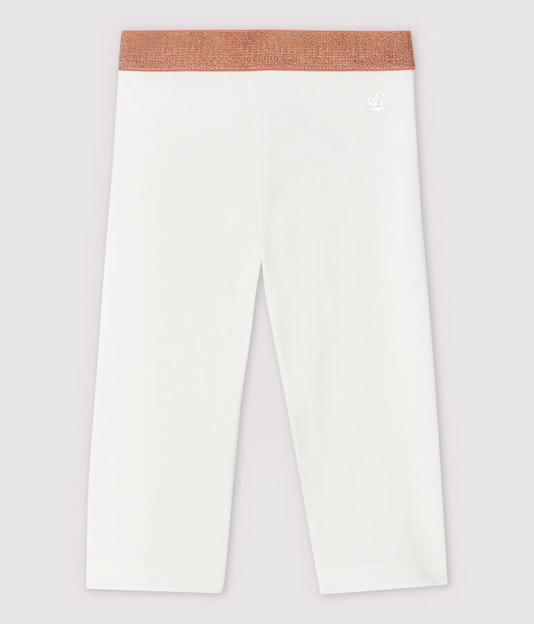 Kurze Kinder-Leggings aus Jersey mit Lycra f&uuml;r M&auml;dchen weiss