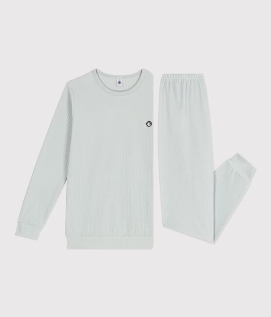 Kinder-Pyjama aus einfarbigem Nicki blau CO2