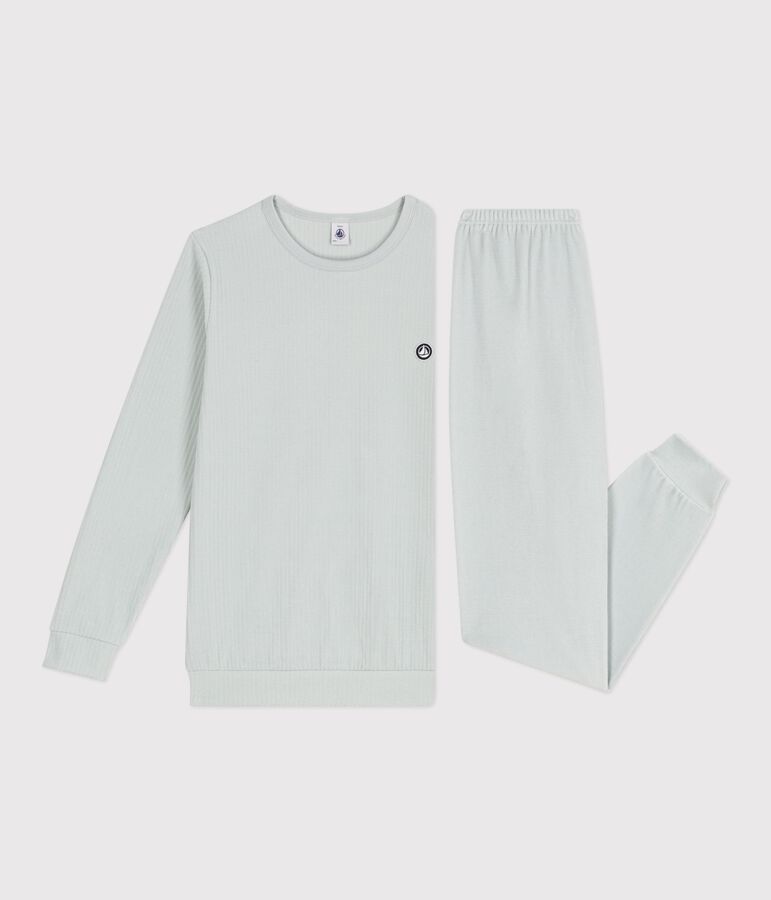 Kinder-Pyjama aus einfarbigem Nicki blau