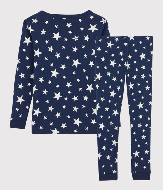 Kinderpyjama aus Baumwolle in schmaler Passform mit Sternenmotiv für Jungen blau MEDIEVAL/weiss MARSHMALLOW