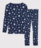 Kinderpyjama aus Baumwolle in schmaler Passform mit Sternenmotiv für Jungen blau MEDIEVAL/weiss MARSHMALLOW