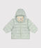 Gemusterte  Baby-Winterjacke mit einrollbarer Kapuze grün HERBIER/weiss MULTICO
