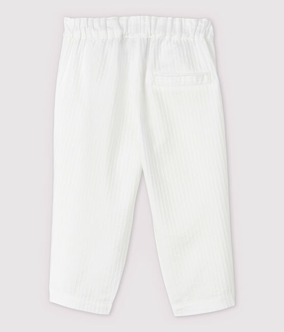 Gestreifte Baby-Festtagshose aus Popeline Jungen weiss MARSHMALLOW