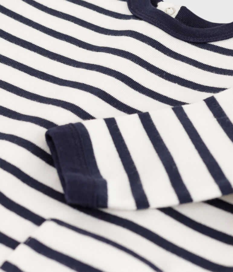 Baby-Overall aus dickem Jersey im Streifenlook weiss/blau