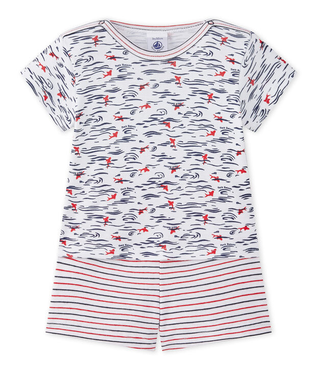 Zweiteiliger kurzer Baby-Jungen-Schlafanzug weiss/vielfarbig