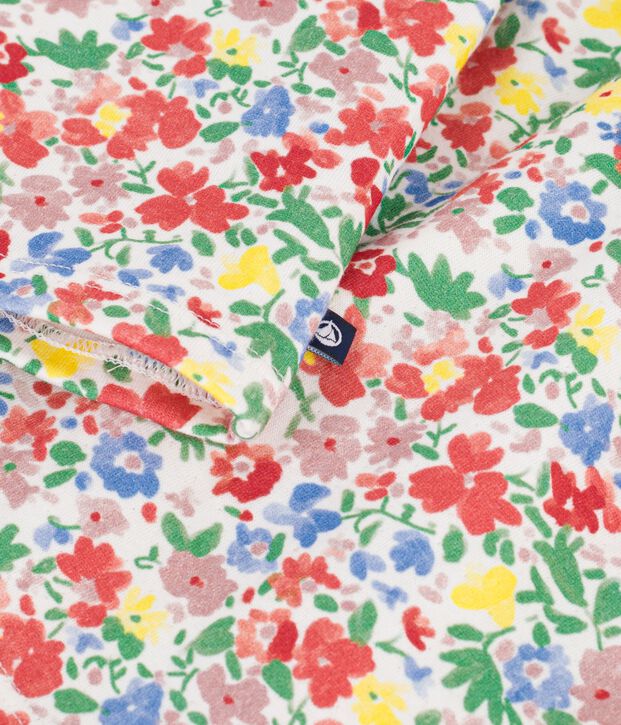 Lang&auml;rmeliges Baby-Kleid aus Baumwolle mit Blumenmuster weiss/vielfarbig