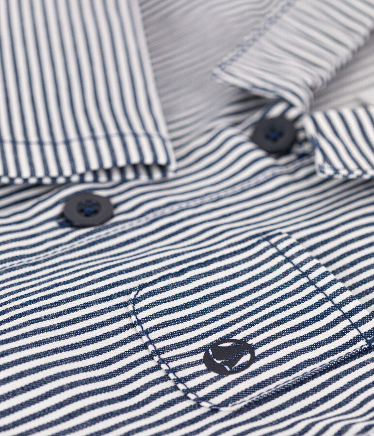 Langer Baby-Overall aus gestreiftem Canvas blau/weiss