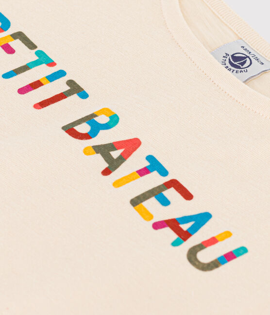 Bedrucktes Kinder-T-Shirt aus Baumwolle für Mädchen naturfarben AVALANCHE