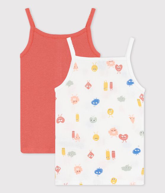 2er-Set Spaghetti-Tops aus Baumwolle und Lyocell mit Emojis für Mädchen variante 1