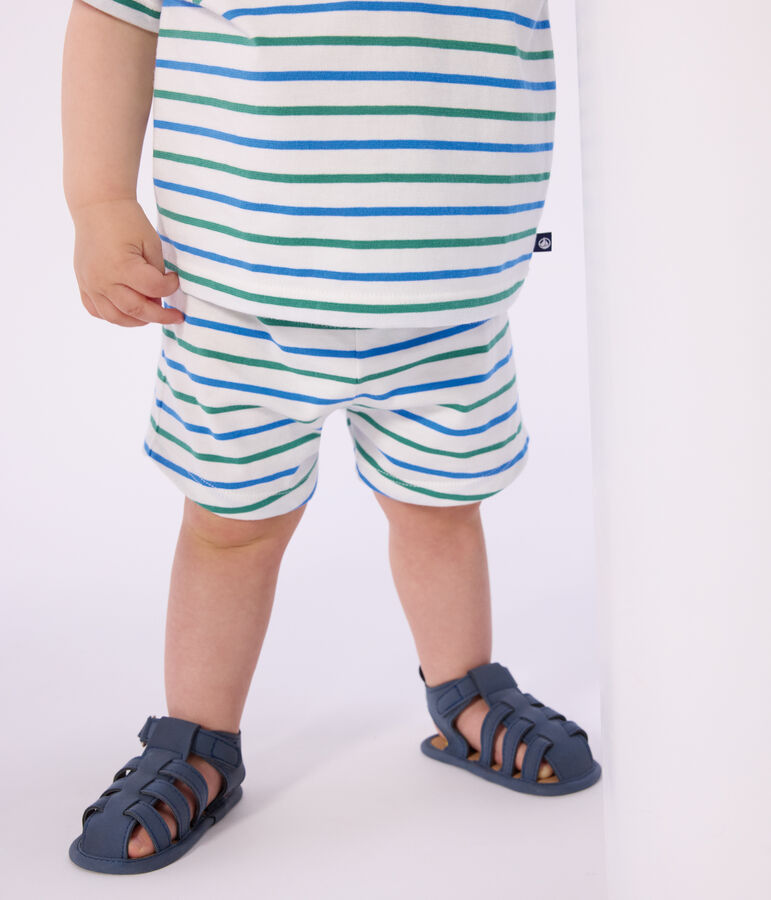 Baby-Shorts aus Baumwolle mit zweifarbigen Streifen weiss/vielfarbig