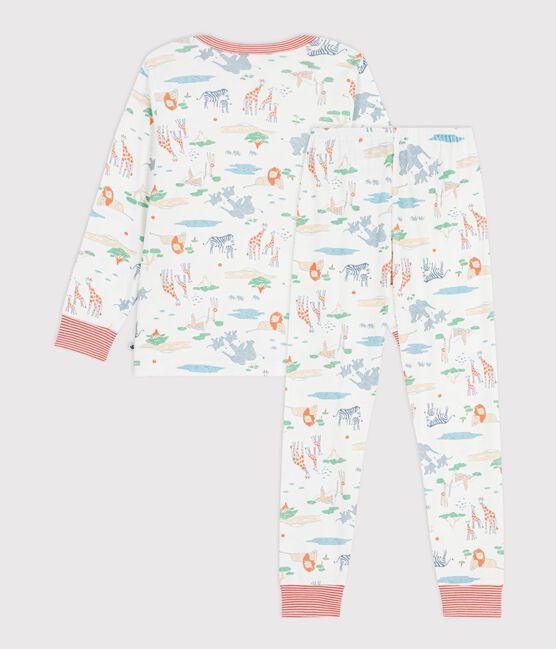 Kinder-Pyjama aus Baumwolle mit Savannen-Motiv weiss MARSHMALLOW/weiss MULTICO