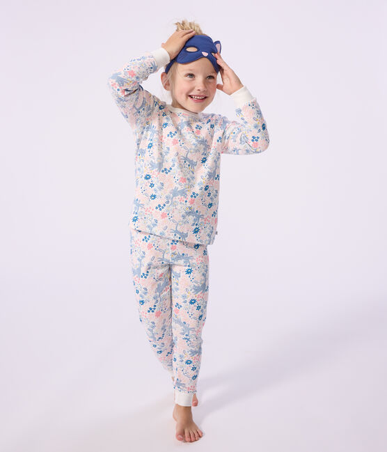 Kinder-Pyjama zum Verkleiden aus Baumwolle mit Blumenmotiv weiss MARSHMALLOW/weiss MULTICO