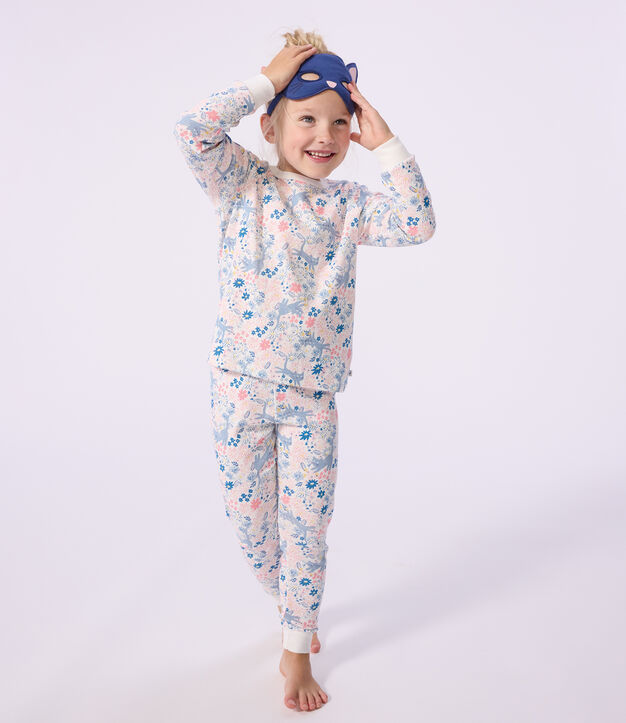 Kinder-Pyjama zum Verkleiden aus Baumwolle mit Blumenmotiv weiss/vielfarbig