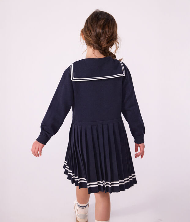 Lang&auml;rmeliges Kinder-Kleid aus einfarbiger Baumwolle SMOKING
