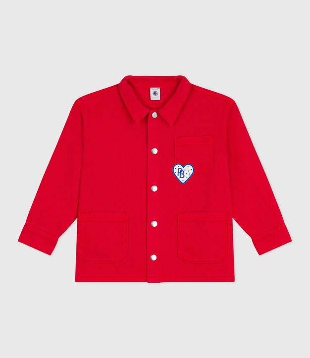Kinder-Jacke aus einfarbiger Baumwolle rot