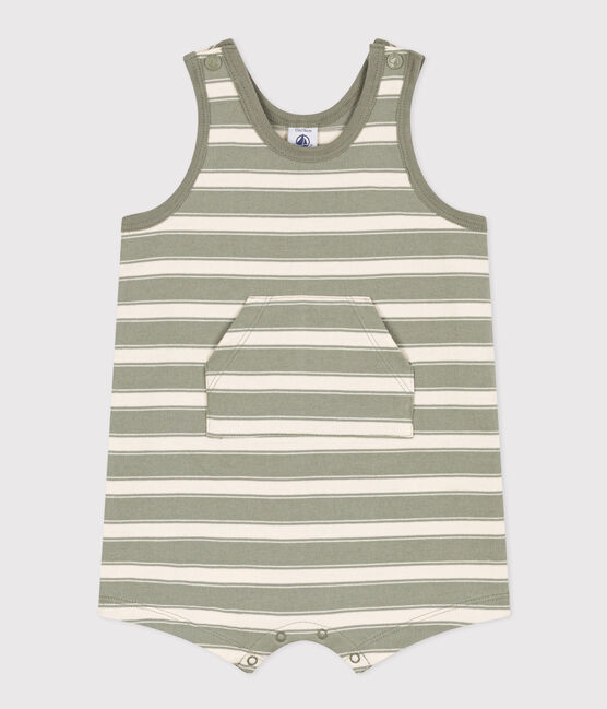 Ärmelloser Baby-Kurzoverall aus dickem gestreiftem Jersey MARECAGE/ AVALANCHE