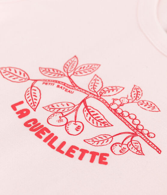 Kurzärmeliges Kinder-T-Shirt aus bedruckter Baumwolle rosa FLEUR
