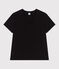 Damen T-Shirt Le Droit aus einfarbiger Baumwolle schwarz BLACK