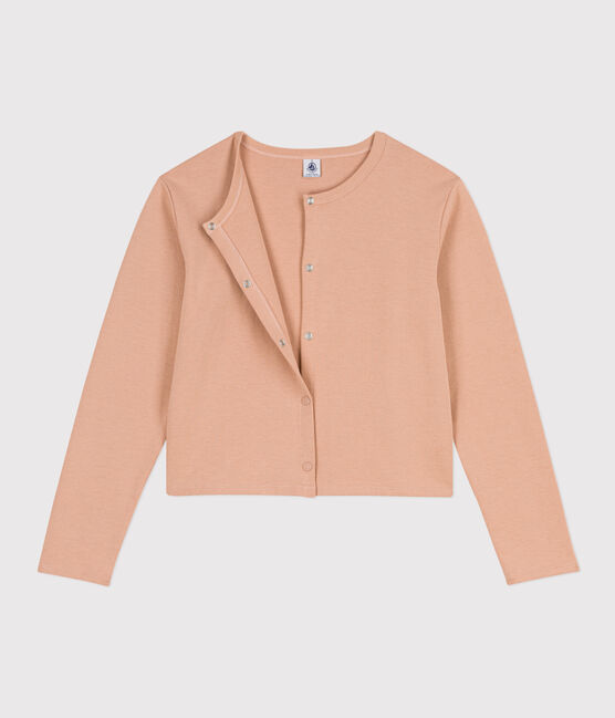 Damen-Cardigan aus dicker Baumwolle mit Druckknöpfen beige VINTAGE