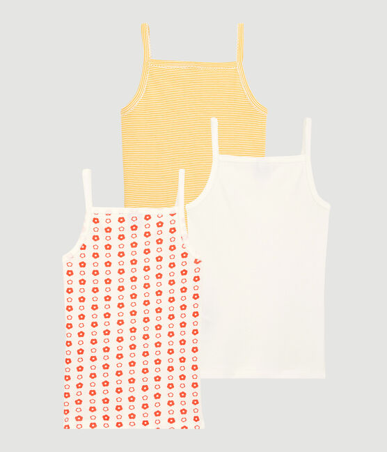 3er-Set Spaghetti-Tops aus Bio-Baumwolle mit Blumenmuster für Mädchen variante 1
