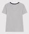 Damen-T-Shirt L'Iconique aus Baumwolle mit V-Ausschnitt, gestreift weiss MARSHMALLOW/blau SMOKING