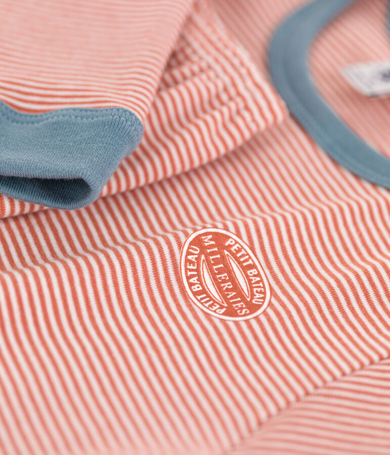 Kinderpyjama aus Baumwolle mit Ringelstreifen rosa BRANDY/weiss MARSHMALLOW