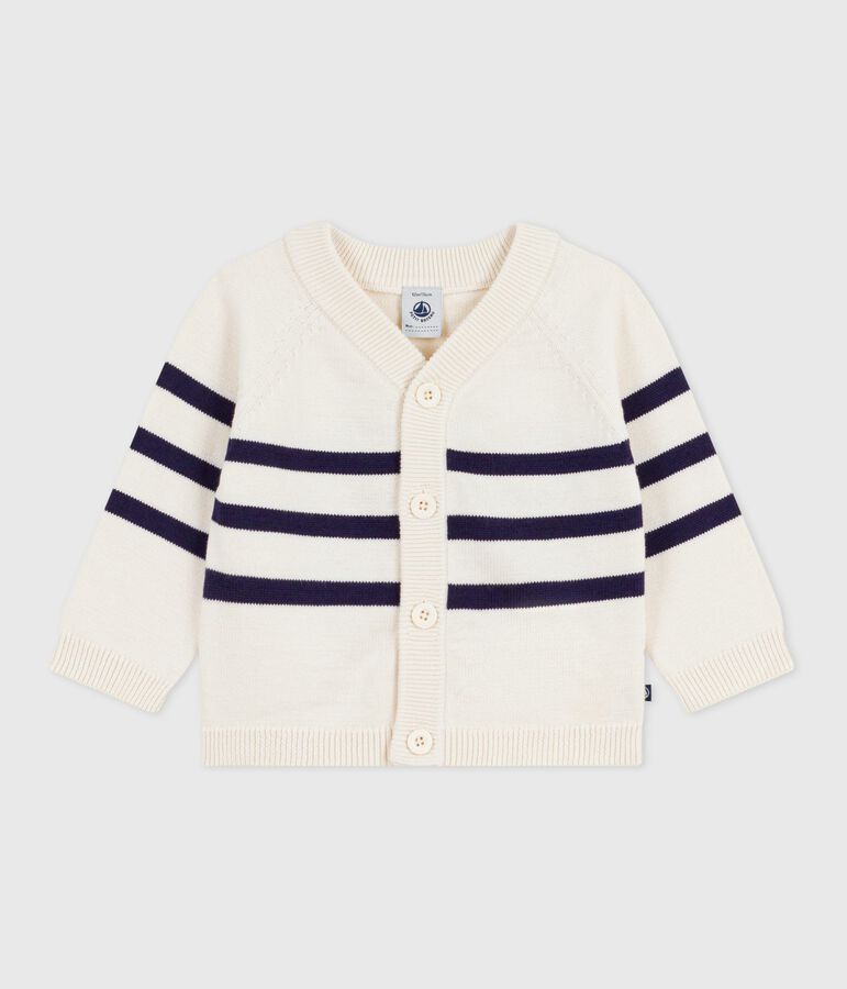 Baby-Cardigan aus Baumwolle mit Streifen blau/blau