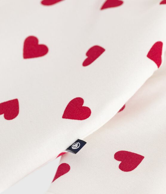 Wattierter Baby-Overall aus Baumwolle mit Herzmotiv weiss MARSHMALLOW/rot TERKUIT