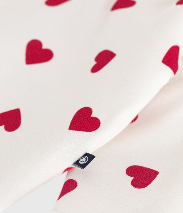 Wattierter Baby-Overall aus Baumwolle mit Herzmotiv weiss/rot