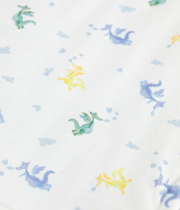 Wendbare Baby-Weste aus Baumwolle mit Drachenmotiv weiss/vielfarbig