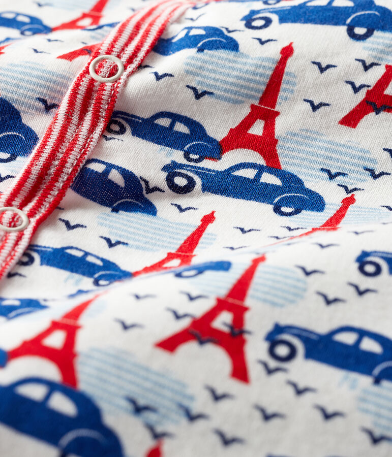 Baby-Strampler aus Rippstrick weiss MARSHMALLOW/weiss MULTICO