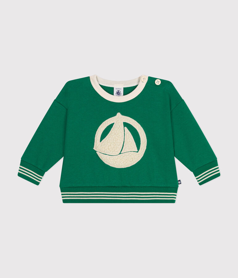Baby-Sweatshirt aus Molton gr&uuml;n JARDIN
