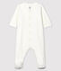 Baby-Strampler in Weiß aus Bio-Baumwoll-Velours mit Petit Bateau im Siebdruck