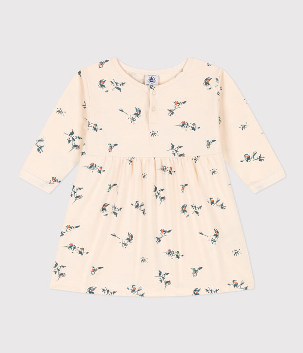 Lang&auml;rmeliges Baby-Kleid aus Jersey naturfarben/vielfarbig
