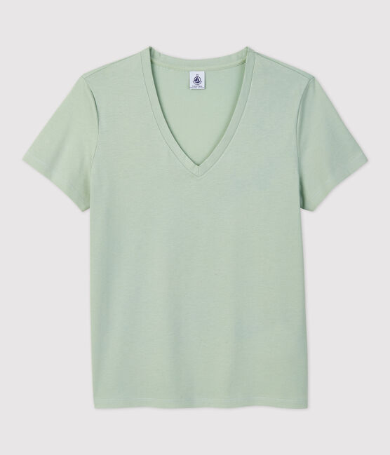 T-Shirt DAS GERADE mit V-Ausschnitt aus Bio-Baumwolle für Damen grün HERBIER