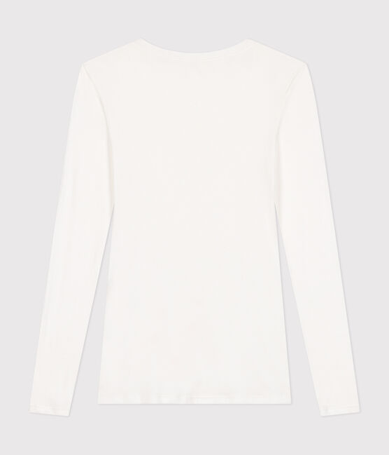 Langärmeliges, eng anliegendes Damen-T-Shirt aus leichter Baumwolle weiss MARSHMALLOW